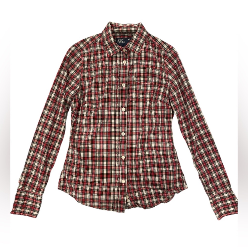 American Eagle Outfitters Women’s Button Down Red Plaid Long Sleeve Size 4